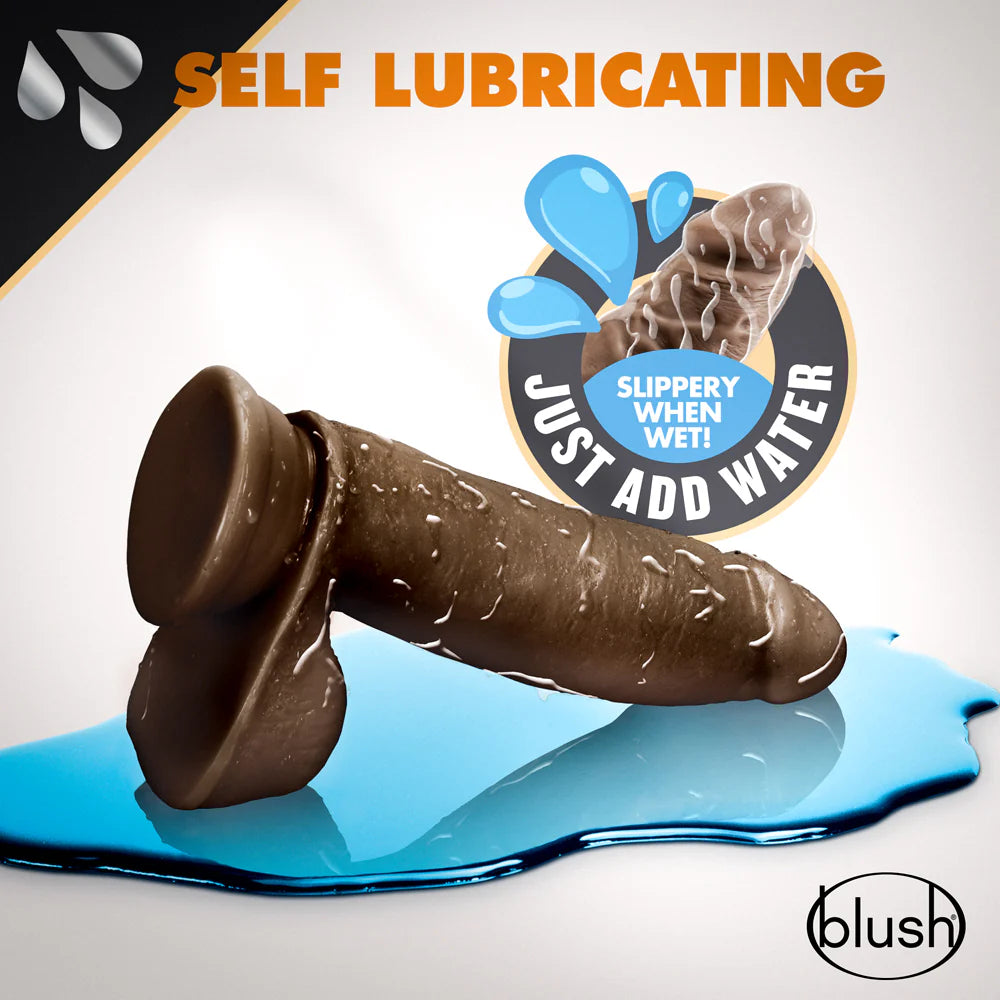 Dr. Skin Glide Realistic 7 in. Self-Lubricating Dildo with Balls Brown