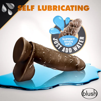 Dr. Skin Glide Realistic 7 in. Self-Lubricating Dildo with Balls Brown