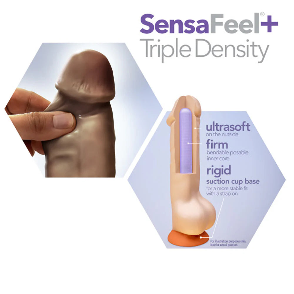 Dr. Skin Plus Thick 8 in. Triple Density Posable Dildo with Balls Brown