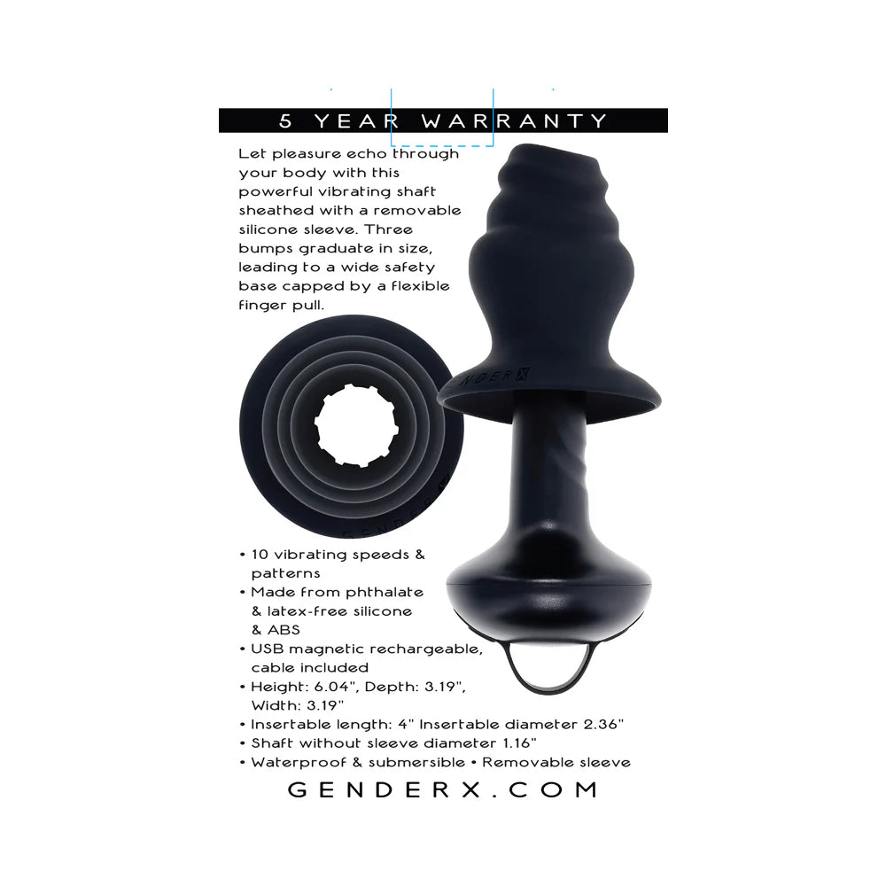 Gender X ECHO Vibrating Shaft w/Removable Silicone Sleeve - Black