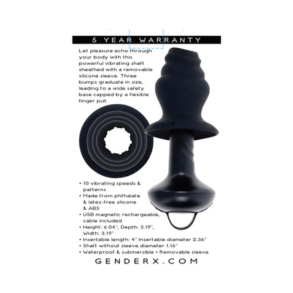 Gender X ECHO Vibrating Shaft w/Removable Silicone Sleeve - Black