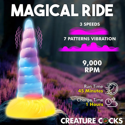 Creature Cocks Unicorn Glow-in-the-Dark Vibrating Silicone Dildo