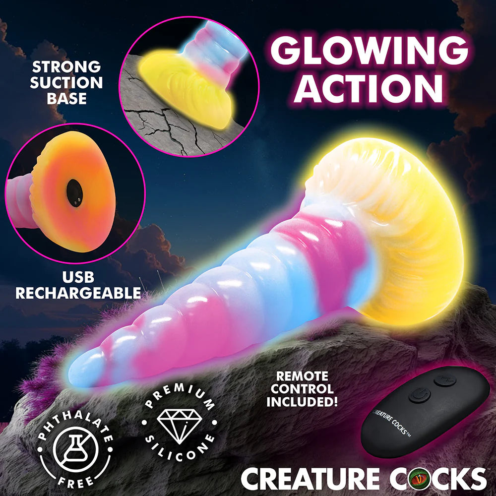 Creature Cocks Unicorn Glow-in-the-Dark Vibrating Silicone Dildo